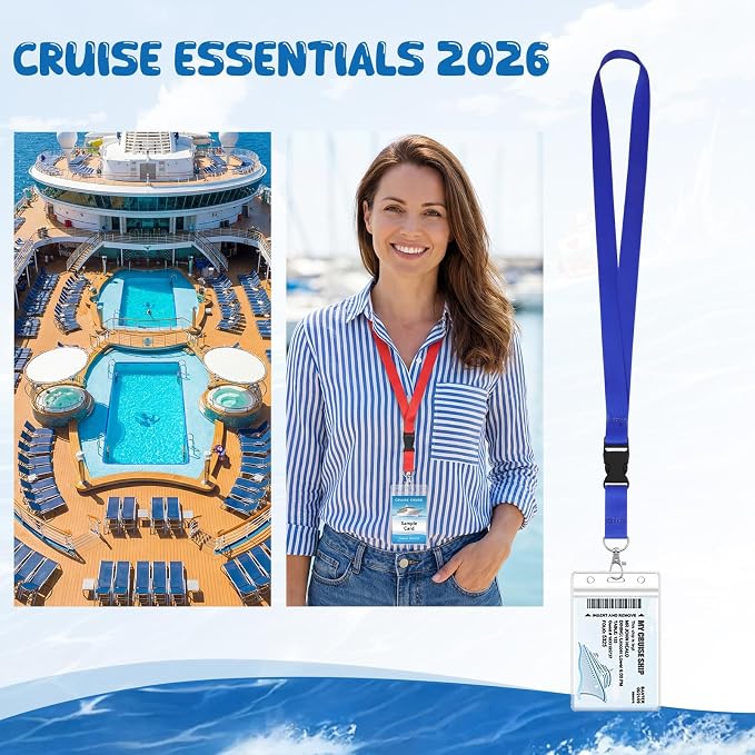 6 Pack Lanyards for Cruise Ship Cards with Waterproof ID Card Badge Holders for Royal Caribbean Cruise Essentials 2026（6 Color）