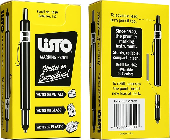 Listo 1620 - Box of 12 - YELLOW COLOR - China Markers/Grease Pencils