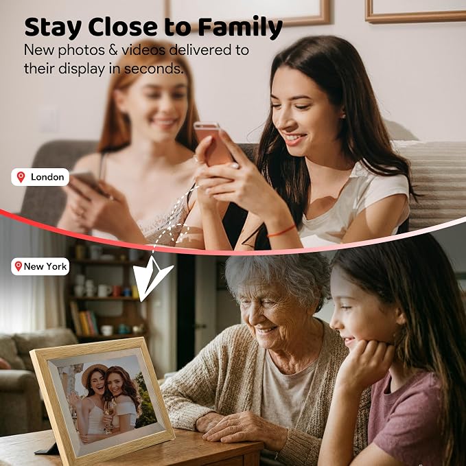 10.1 Inch Frameo WiFi Digital Picture Frame for Parents | Instant Photo & Video Sharing,1280x800 HD IPS Touch Screen, 32GB Storage,microSD Card Support,Private Sharing