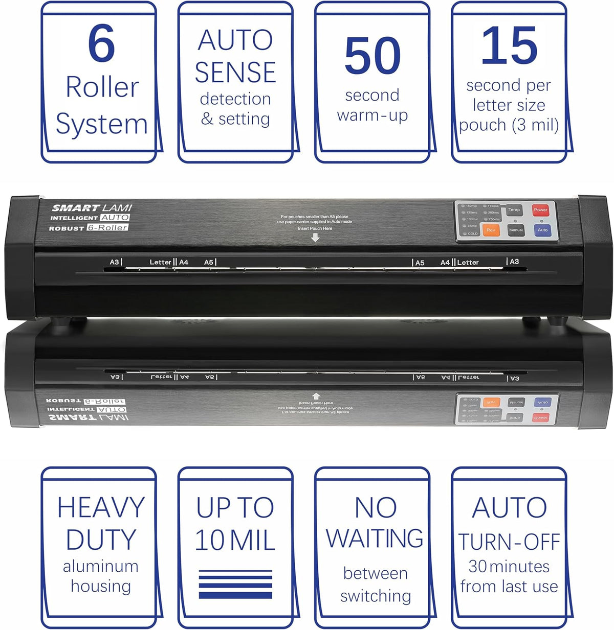 SINCHI 6-Roller, Auto Sense, 3-10 Mil Laminating Machine for Office and School, 50-Second Warm-up, 47 Inches/Minute, Never-Jam, Heavy Duty, 13-inch Thermal Laminator Machine 11x17