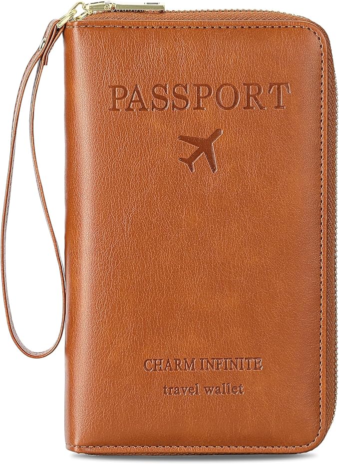 Leather RFID Blocking Passport Holder Travel Wallet, Passport Cover/Travel Wallet for Women/Men with