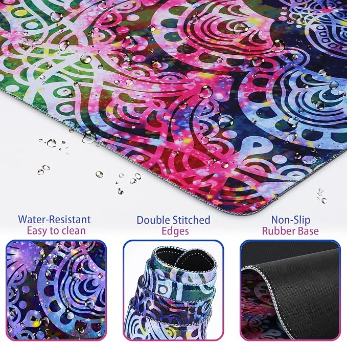 Mouse Pad with Wrist Rest, 4-in-1 Large Mousepad Keyboard | Wrist Rest+Mouse Pad Wrist Support+Cup Pad Set,Ergonomic Anti-Slip,Memory Foam Desk Mat for Home Office Gaming(35.4×15.7in)