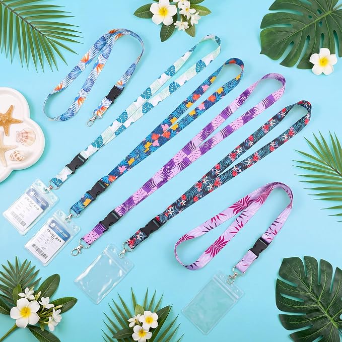 6 Pack Lanyards for Cruise Ship Cards with Waterproof ID Card Badge Holders for Royal Caribbean Cruise Essentials 2026（Tropical）