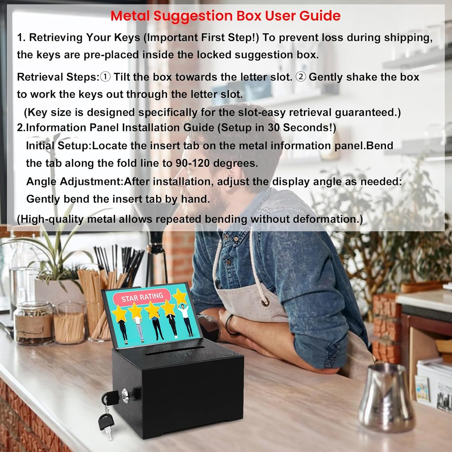 Tip Jar Suggestion Box with Slot and Lock Metal Donation Raffle Fundraising Cash Ballot Money Ticket Bartender Voting Prayer Comment Teacher Mailbox Booth Card Coin Classroom Restaurant Black