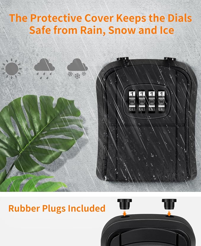 Portable Key Lock Box,Key Holder Safe Security Lock Box for Indoor, Outdoor, Garage, Garden, Store (2, Black)