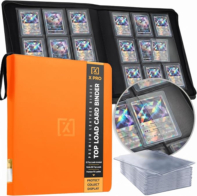 X PRO Top Load Card Binder - Compatible with Top-loading Card Cases - Fits 252 | 20 Premium Loaders Included | 9-Pocket Ringless Double-Sided Pages | Storage for TCG & Sports Cards