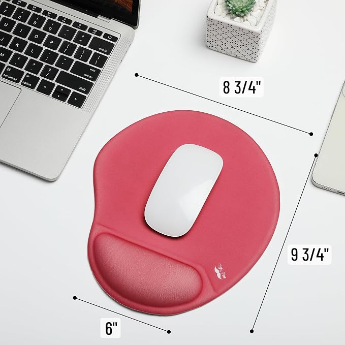 Mr. Pen- Ergonomic Mouse Pad with Wrist Rest | Red Breathable Fabric with Memory Foam Cushion, Non-Slip Rubber Base, Gel Mouse Pad with Wrist Support