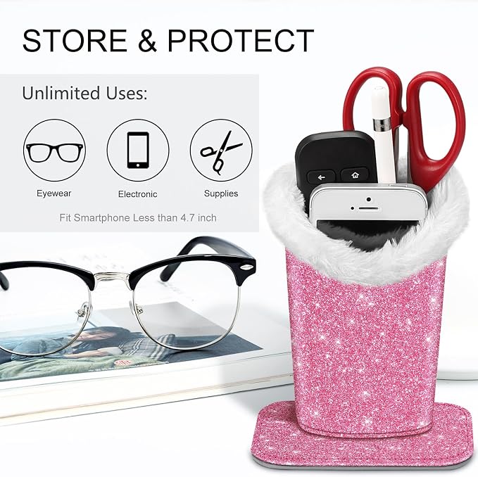 FINTIE Plush Lined Eyeglasses Holder, Glasses Stand Case, Anti-scratch Glasses Storage Organizer for Desk, Nightstand, Office