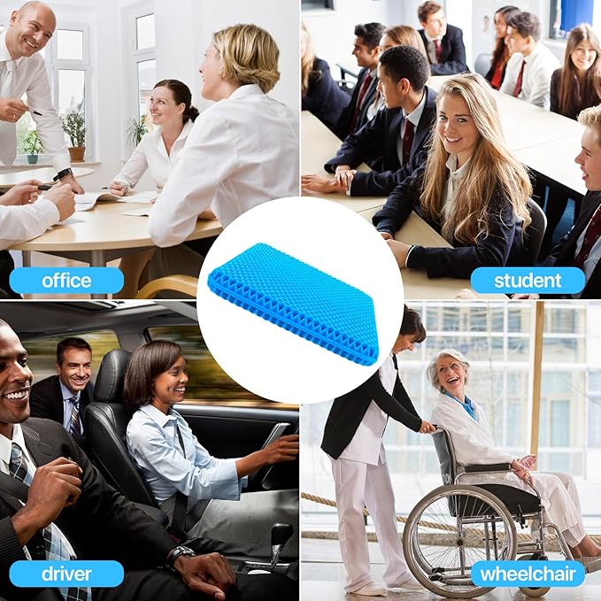 Gel Seat Cushion for Long Sitting (Thick & Extra Large), Gel Cushion for Wheelchair Soft, Chair Cushion, Car Seat Cushion Breathable, for Office Chair for Hip Pain