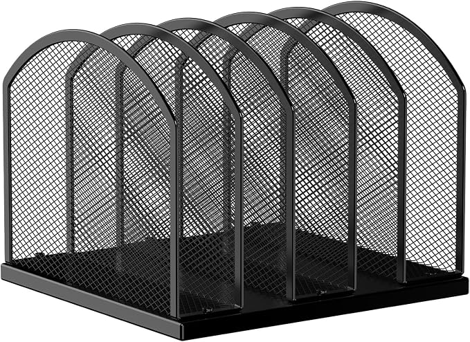 Gawerk 5-Section Vertical Desktop Organizer, 5-Section Mesh File Folder Stand Sorter for Office Home Classroom Organization