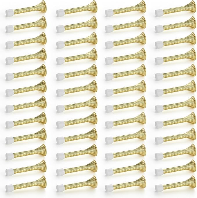Ravinte Door Stoppers, 48 Pack Gold Spring Door Stops with Rubber Bumper, Door Stoppers for Bottom of Door