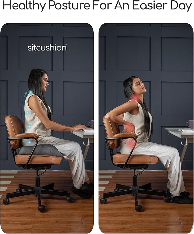 Extra Large Memory Foam Seat Cushions for Office Chairs, Pressure Relief Seat Cushion for Tailbone Pain Relief, Sciatica & Back Pain, Ergonomic Office Chair Cushion for Long Sitting & Driving (Black)