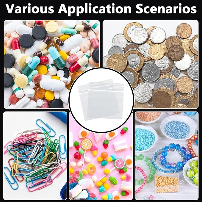 500 PCS 3" x 3" Small Plastic Bags for Jewelry Mini Clear Plastic Poly Bag 2 Mil with Resealable Lock Seal Zipper for Storage Gifts Candy Screws