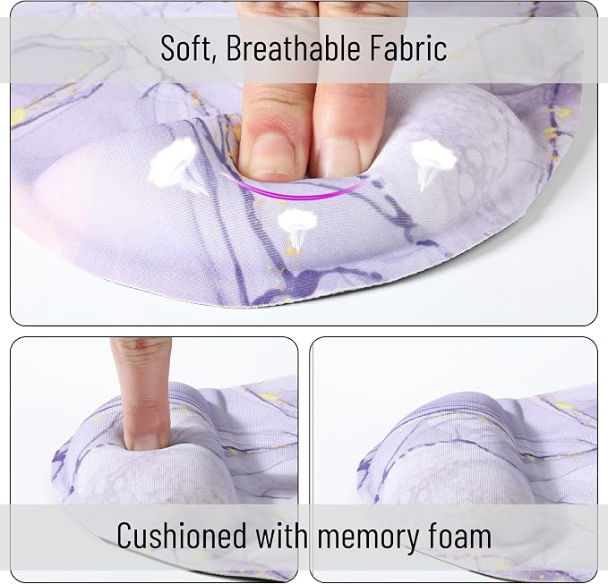 Mr. Pen- Ergonomic Mouse Pad with Wrist Rest, Pink Marble Luxe Design | Breathable Fabric with Memory Foam Cushion, Non-Slip Rubber Base, Gel Mouse Pad with Wrist Support