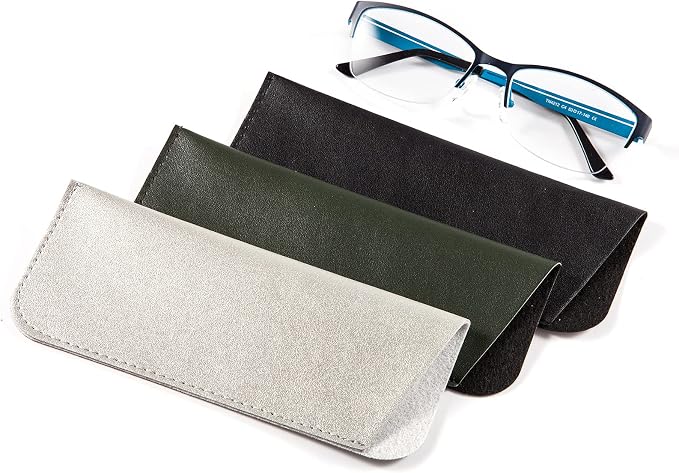 TRIUMPH VISION Reading Glasses Pouch Eyeglass Sleeve Soft Case Slim 3 Pack | Alternative to Bulky Case Lightweight，Neoprene Lined Padded Protect Optical lens Slip in, Cute Pattern Portable for Daily Use