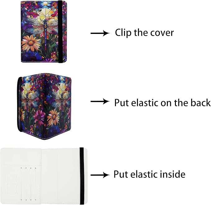 Passport Holder for Women and Men PU Leather Passport Cover for Travel (Dragonfly)