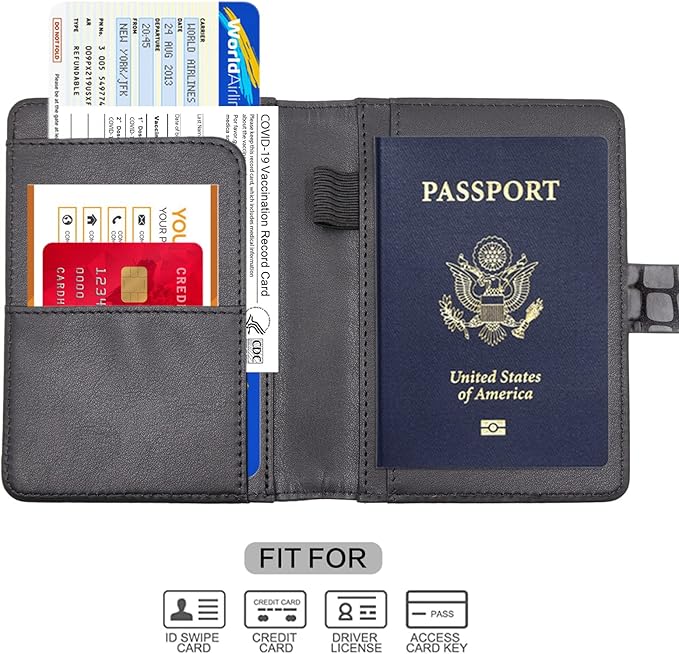Melsbrinna Premium Leather Passport Holder Covers Case, Waterproof Rfid Blocking Travel Wallet Passport Holder with Pen Holder, Cute Passport Book for Women/Men
