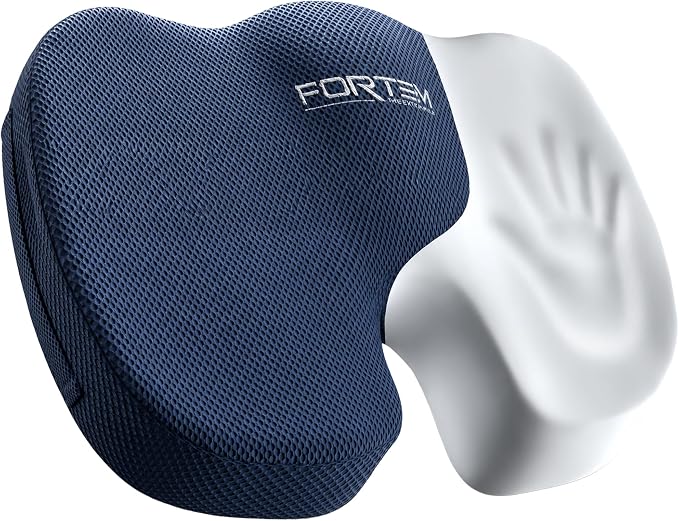 FORTEM Seat Cushion, Office Chair Cushion, Memory Foam Car Seat Cushions, Sciatica Coccyx Tailbone Pain Relief, Chair Cushions for Back Support, Sitting Pad for Gaming, Washable Cover, Non Slip