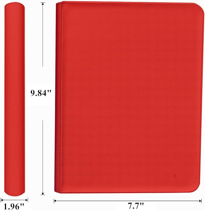 Trading Card Binder 4 Pocket, 240 Pockets Ringless PU Cover Card Collection Binder, Double Sided Card Binder Collector Album, Card Folder for MTG, TCG, Sports Cards, Game Card (Red, 4Pockets)