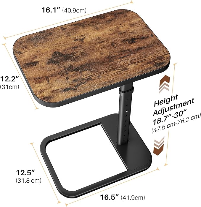 Adjustable Height TV Tray Table for Couch, Flip-Top Design | 19"-30" Height Range, 9-Position Lock System, Rounded Corners, Laptop Table, Snack Table, For Living Room & Bedroom