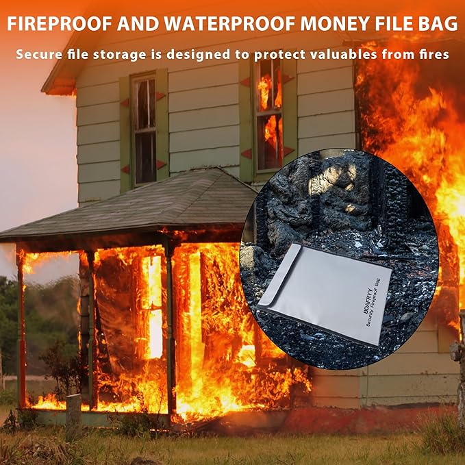 3 Pcs Fireproof Waterproof Money Important Document Bag(2000℉),Fire Proof Bag for Documents,Fire Proof Money Bag for Cash,for A4 A5 Documents Holder,Cash,Passport,Tablet,Laptop,File,Jewelry