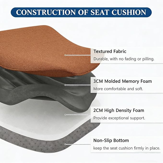 Big Hippo Ergonomic Memory Foam Seat Cushion & Lumbar Support PillowSet for Office Chair, Car & Home – Orthopedic Coccyx Cushion forSciatica, Tailbone & Lower Back Pain Relief – Non-Slip, Breathable