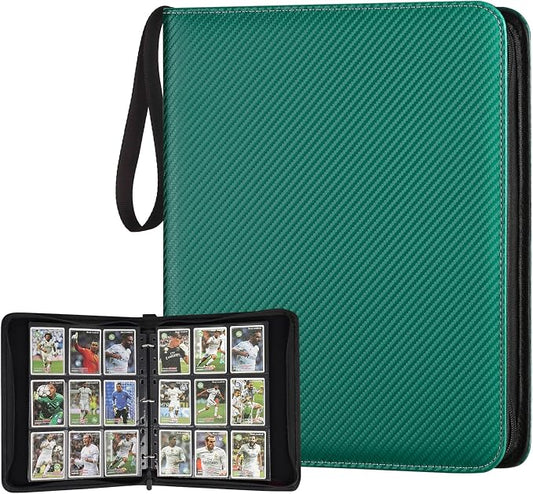 GERMUN 3 Ring 9 Pocket Zipper Card Binder, 720 Double Sided Standard PU Trading Card Album Folder for TCG & Sports Cards, Not Fit Top Loaders (Dark Green)