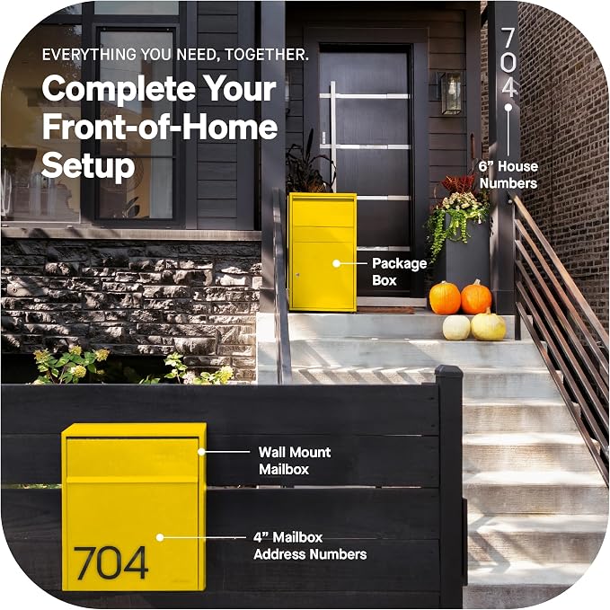 Adoorn Lockable Wall Mount Mailboxes for Outside - Large Anti-Theft Locking Mailbox for Letters - Weatherproof Construction - Durable Steel - 18.5" H x 15" L x 7.5" D - Curb Yellow