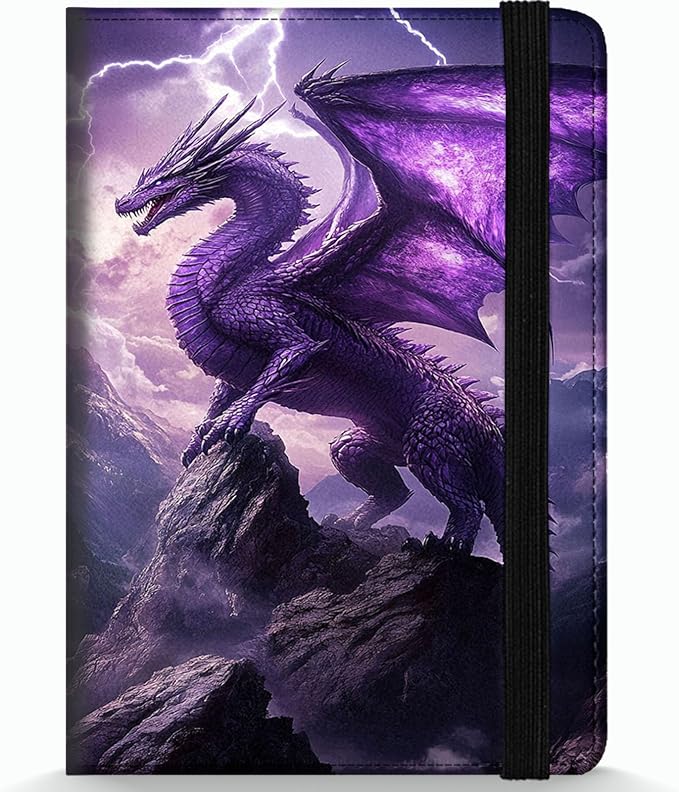 Passport Holder Wallet Cover Case,RFID Blocking Passport Cover,Large Capacity Travel Wallet with Multi Card Slots (Purple Dragon)