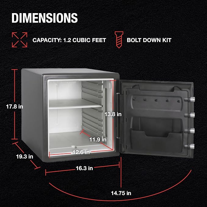 SentrySafe Fireproof Waterproof Safe Dial Comboination 1.23 Cu Ft SFW123DSB