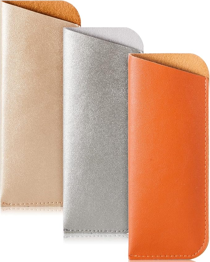 TRIUMPH VISION 3 Pack Reading Glasses Pouch Soft Case Eyeglass Sleeve Slim | Alternative to Bulky Case in bag, Lightweight Lined Padded Protect Optical lens Slip in, Cute Pattern Portable for Daily Use