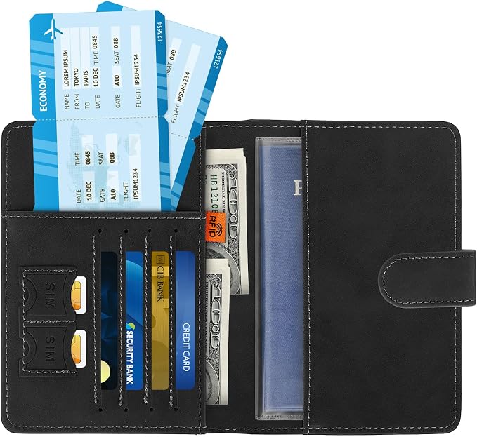 3-Pack Passport Holder + 2 PVC Covers, RFID, PU Leather(Black) | Waterproof,scratchproof, dustproof. Lightweight, slim. Keeps cards & travel docs organized for men & women