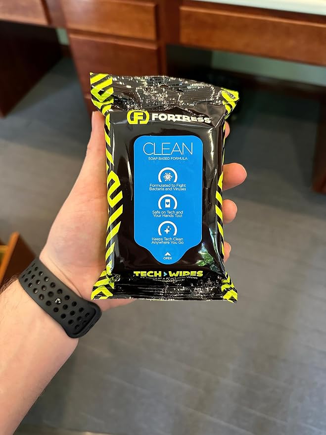 Fortress Electronic Wipes (25 ct, Pack of 36) To-Go Tech Wipes for Screens, Phones, Keyboards, TV Monitors, Computer Screens, and More [Travel Size] Skin-Safe