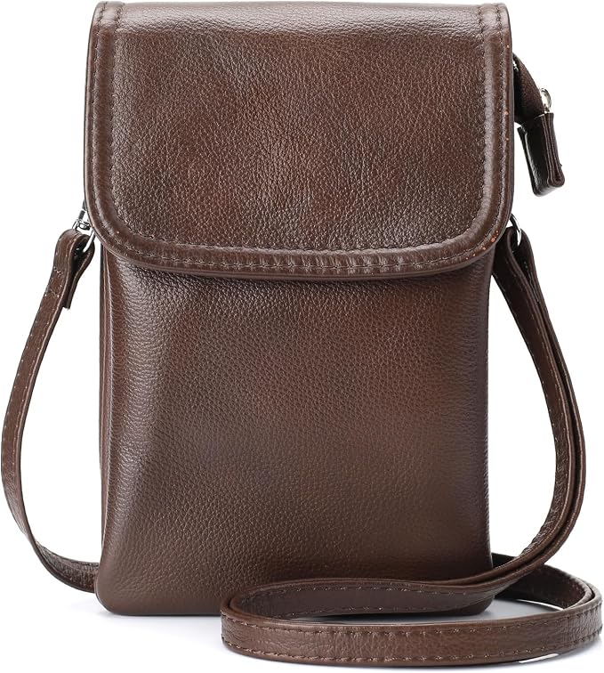 befen Genuine Leather Small Crossbody Bags for Women Cell Phone Travel Bag | Soft Real Leather, Adjustable Shoulder Strap, Card Slots, Compact Size, Daily Travel Shopping Outing Use, Phone Purse