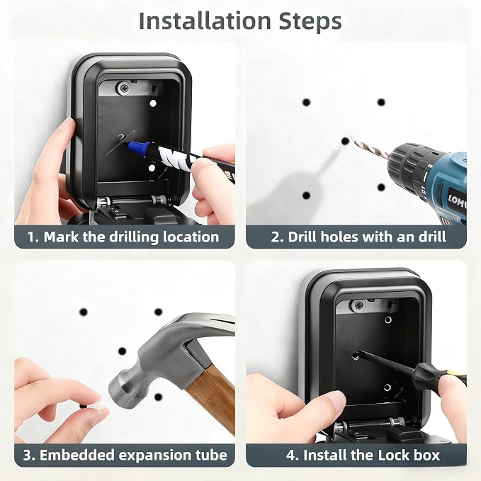 Smart Key Lock Box for Outdoor, Waterproof Key Safe with Code, APP Bluetooth Control Lockbox