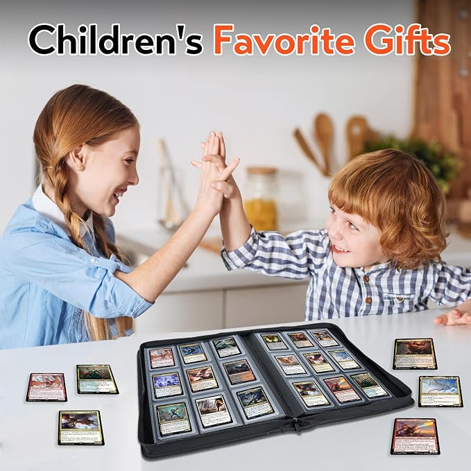 Top Loader Binder for Cards (Clear Window), Holds 288 Cards in 3"x4" Toploaders, Trading Card Binder 9 Pocket for TCG, MTG, YGO, Game Cards, Sports Cards(Pink)