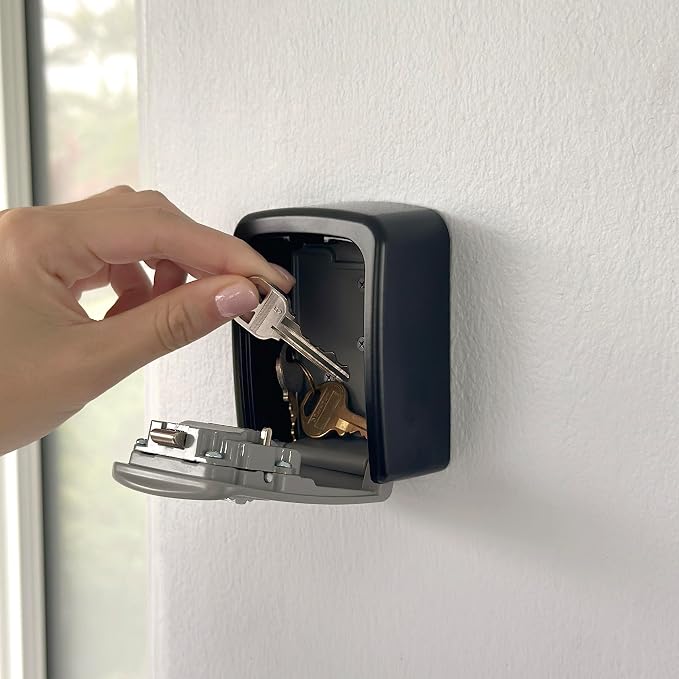 Iron Lock® Small Wall Mount Key Lock Box for Keys Outside (Grey) | Combination Lock, Resettable 4-Digit Code, Screw-In Wall Mount, Weather-Resistant Metal, No Battery or App, Holds 2 to 5 Keys