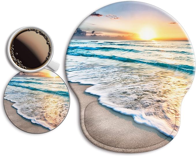 Ergonomic Mouse Pad with Wrist Rest Support,Gel Mouse Pads for Desk | Big Mousepad With Coaster Non-slip & Pain Relief for Computer, Home&Office Desk Decor