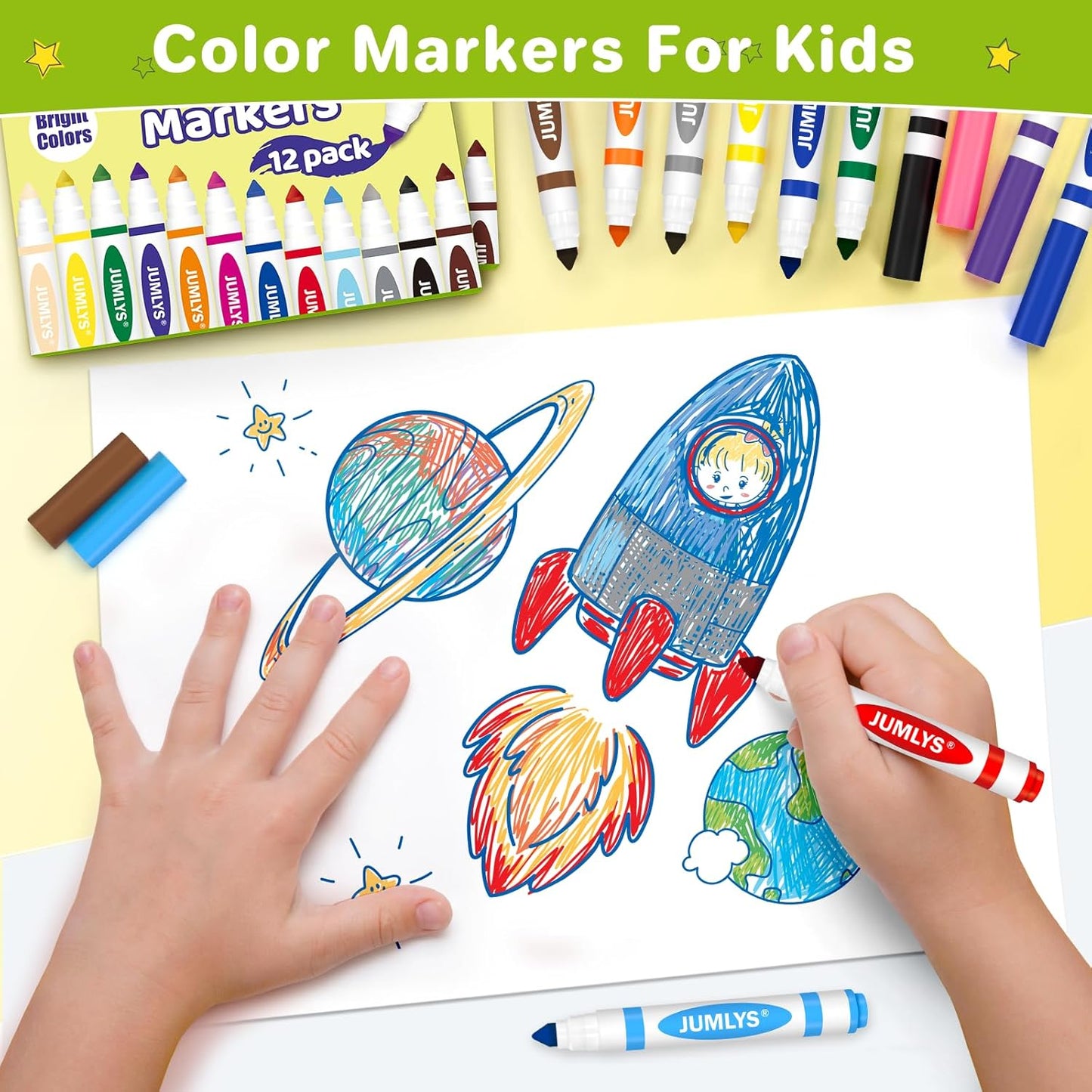 Jumlys 36 Boxes Washable Markers with 12 Colors, Bulk Color Marker for School Classroom, 432 Count Broad Tip Markers for Kids, Classroom Must Haves
