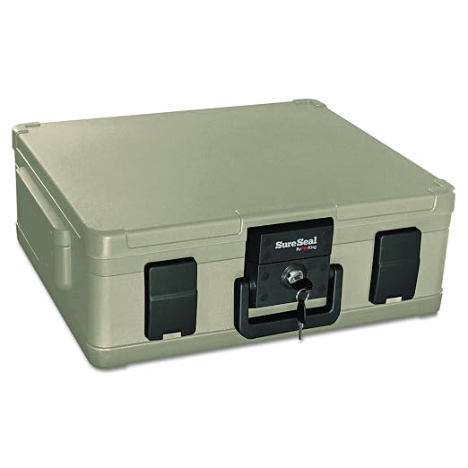 FireKing SureSeal Fire Rated Safe with Key Lock, Taupe | 1 Hour Fire Rated Safe - 100 Hour Water Resistant - Key Lock - Made in USA
