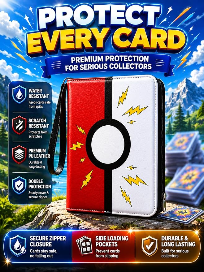 Collectible Trading Card Albums, 400 Card Holders with 50 Removable Sleeves, Portable 4 Pockets Collectible Trading Card Binder, PU Card Collection Binder for MTG, TCG, Sport Card, Game Cards