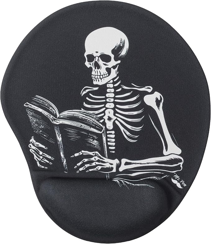 Mr. Pen- Ergonomic Mouse Pad with Wrist Rest, Grim Reader Design | Breathable Fabric with Memory Foam Cushion, Non-Slip Rubber Base, Gel Mouse Pad with Wrist Support