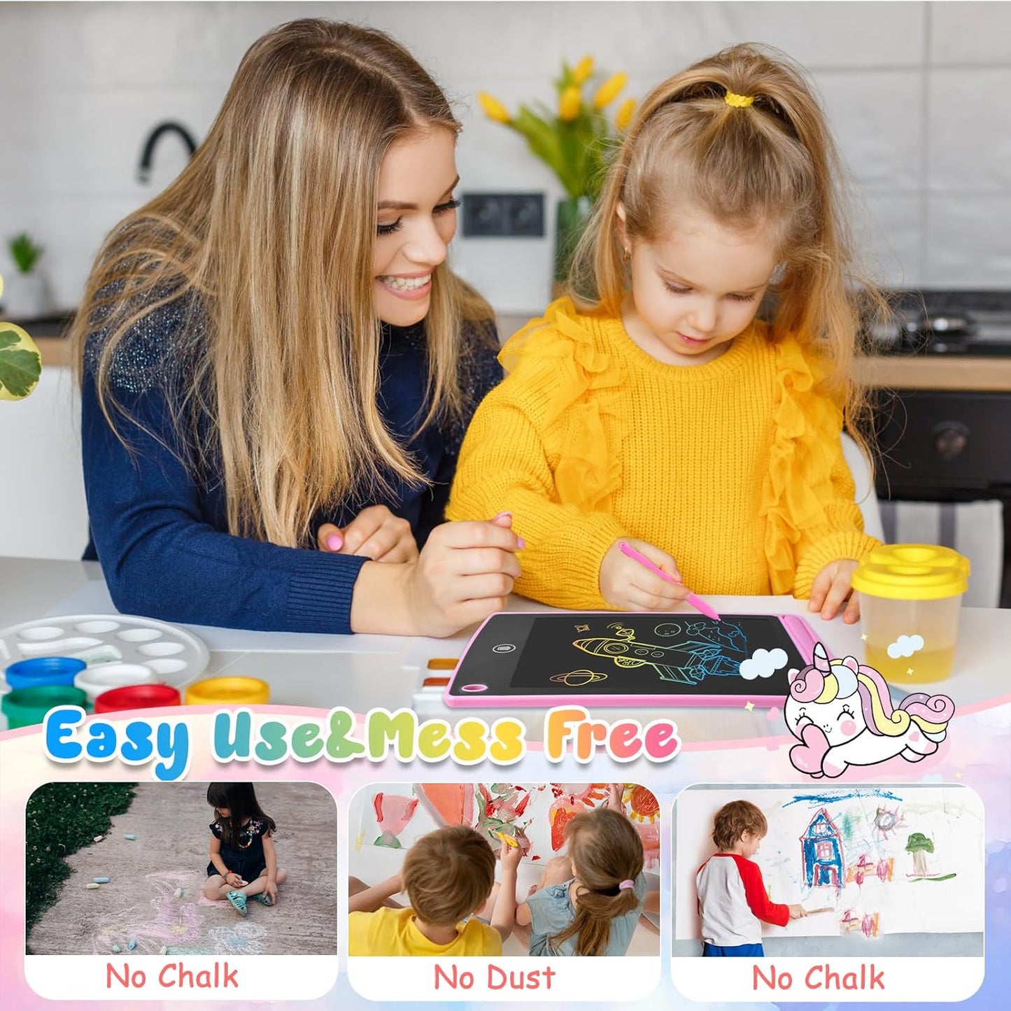 12 Pack LCD Writing Tablet for Kids 6.5 inch, Colorful Drawing Board with One-Click Erase, Lock, and Stylus, No Blue-ray Screen, Drawing Pad Toy for Ages 3-12 Boys and Girls Gifts (Pink, Blue, Black)