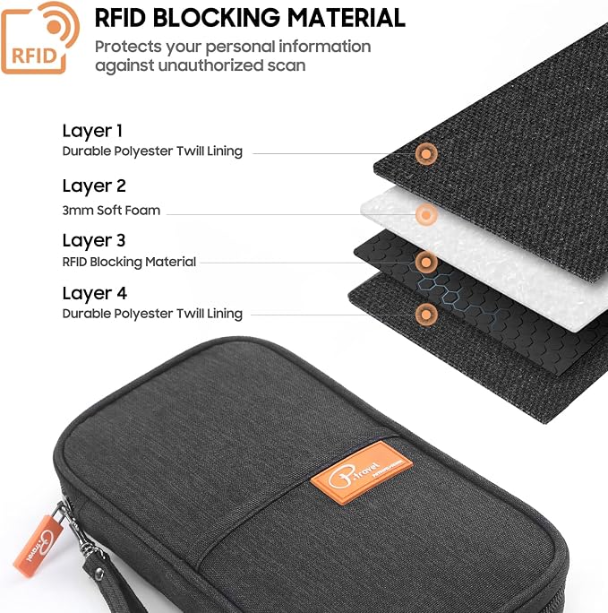 Family Passport Holder Organizer, RFID Blocking Travel Document Case, Lightweight Large Passport Cover Case Waterproof Bag Document Organizer for Women & Men