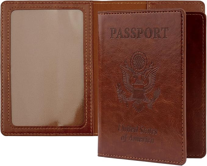 Passport Holder Women, Passport Holder, Passport Wallet Travel Must Haves, 1 Pack Passport Holder for Men, Passport Cover, Passport Case, Travel Passport Cover for Travel Essentials, Brown