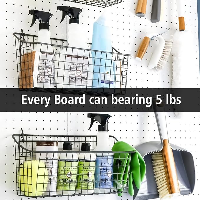 6Pcs Peg Board, Peg Board Wall Organizer Panels, White Pegboard Wall Mount, ABS Pegboard for Craft Room Garage Kitchen Workshop, ABS Peg Boards Easy Installation (White)