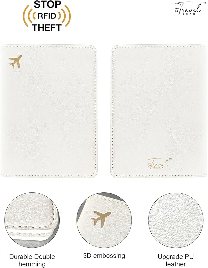 Passport Holder for Travel, RFID Blocking Waterproof PU Leather Travel Passport Cover Case Wallet
