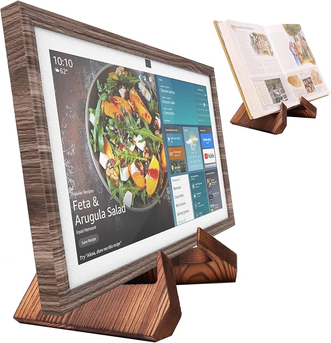 Digital Photo Frame Decoration Frame and Monitor and Tablet Computer Solid Wooden Table Stand,Suitable for Cookbook Stand Holder Display. Digital Photo Frame Decoration Frame (Dark Wood Grain Color)