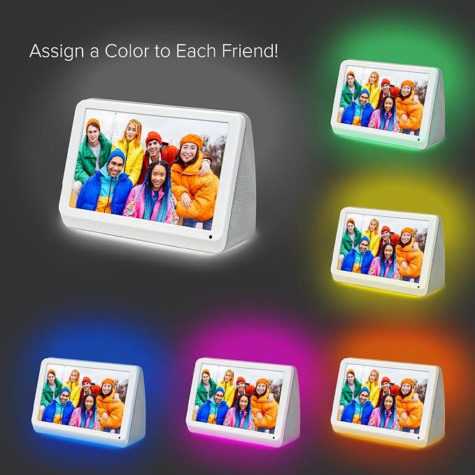 PhotoShare MyLuma LED 7” WiFi Digital Photo Frame with LEDs and Soft Touch Back Panel | Send Photo or Video from Phone to Digital Picture Frame | White Lightning Finish