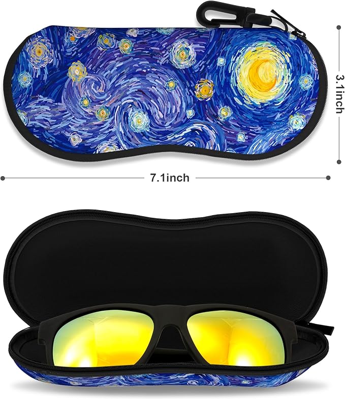 Sunglasses Soft Case, Ultra Light Portable Neoprene Zipper Glasses Case for Men Women